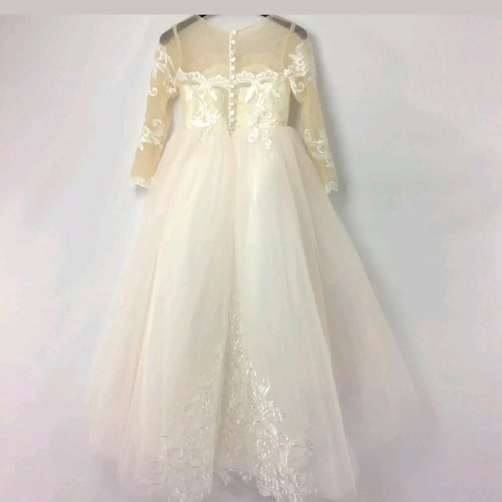 Abao Wedding Girls Dress Lace Tulle Illusion - Picture 2 of 6